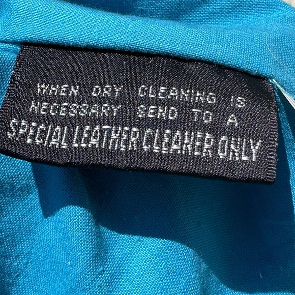 WILSONS LEATHER Varsity Bomber Jacket Genuine Leather Wool Sleeve Blue Cream XS - Picture 7 of 12